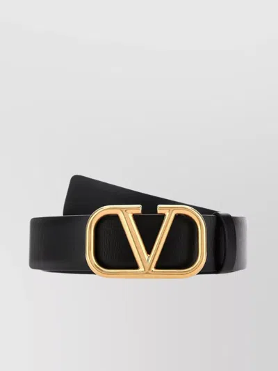 Valentino Garavani Belt Leather Vlogo Buckle In Black