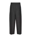 Valentino Garavani Grey Wide Pants With Pences In Wool Man In Black