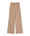 Valentino Checked High-rise Virgin Wool Wide-leg Pants In Brown