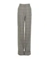 Valentino Prince Of Wales Checked Wool Wide-leg Pants In Gray