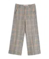 Valentino Wool Blend Trousers With Turn-up With Check Pattern In Gray