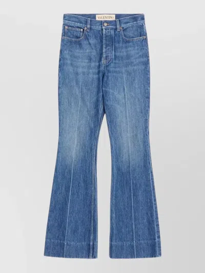Valentino Belt Loop Denim Jeans Five Pocket Flared In Blue