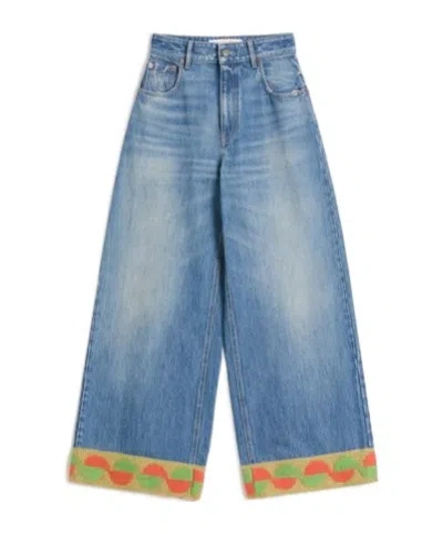 VALENTINO VALENTINO HEM DETAILED WIDE-LEG JEANS