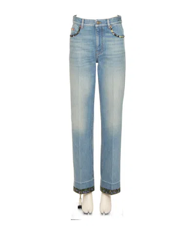VALENTINO VALENTINO LOGO PATCH STRAIGHT LEG JEANS