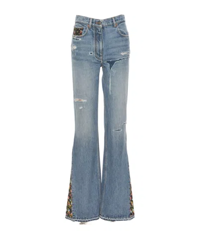 Valentino Belt Loop Jeans In Blue