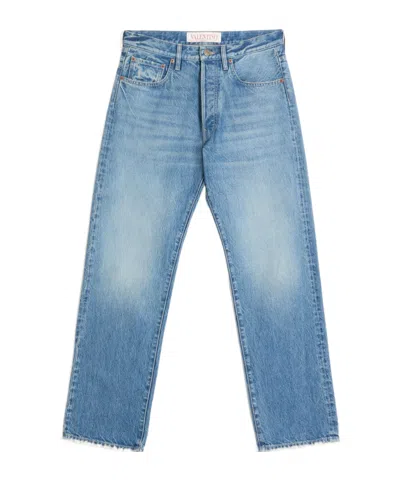 VALENTINO VALENTINO LOGO PATCH STRAIGHT LEG JEANS