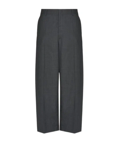 Valentino Belt Loop Wool Casual Pants In Black