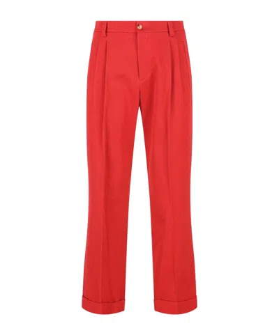 Valentino Garavani Belt Loops Slacks In Red