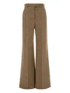 Valentino Garavani Melange Sand Wool Palazzo Pant In Brown