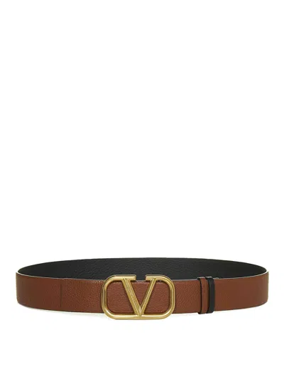 Valentino Garavani Valentino Vlogo Plaque Reversibile Buckle Belt In Brown
