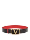 Valentino Vlogo 30mm Reversible Leather Belt In Nero-rouge Pur