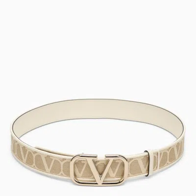 Valentino Garavani Belt Toile Iconographe Beige With Vlogo Women In Neutrals