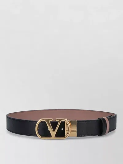 Valentino Garavani Belt Two Tone Smooth Finish Adjustable Size In Black