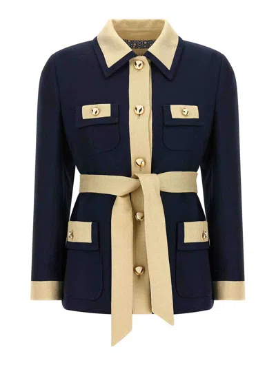 Valentino Women Blue Belted Coat, M Luxury Trench Coats For Women Darveys