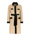Valentino Wool Coat With Belted Waist And Contrast Trim In Brown