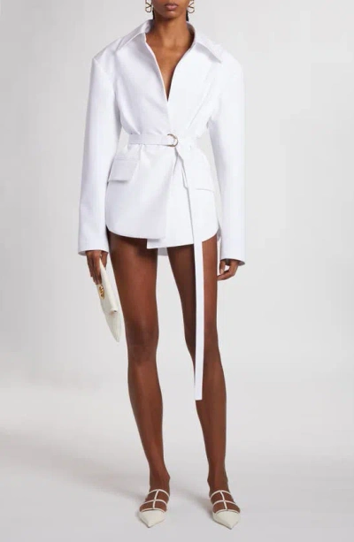 Valentino Belted Cotton Poplin Jacket In White