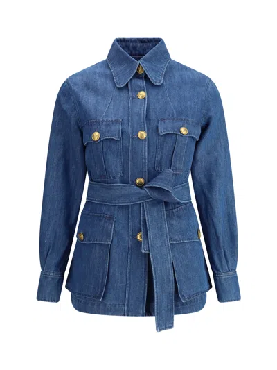 Valentino Sahariana Denim Jacket In Blue
