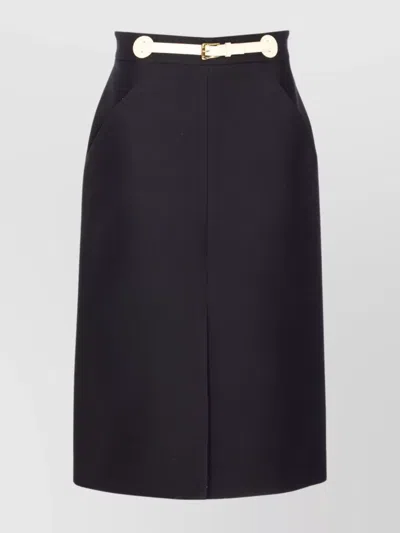 Valentino Belted Front Split Skirt In Black