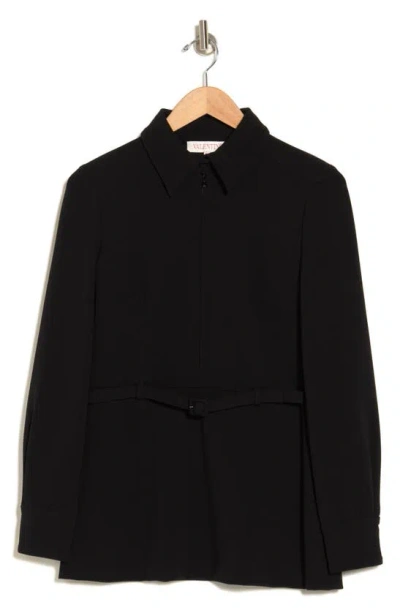 Valentino Belted Long Sleeve Top In Nero