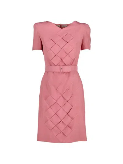 Pre-owned Valentino Belted Midi Dress In Pink