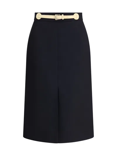 Valentino Belted A-line Skirt In Black