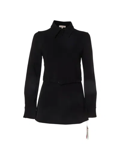 Pre-owned Valentino Belted Shirt Dress In Black