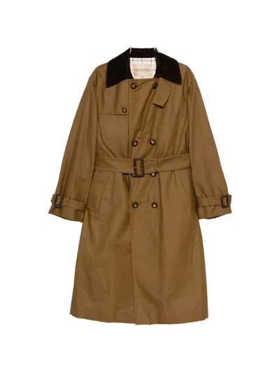 Valentino Belted Trench Coat In Brown