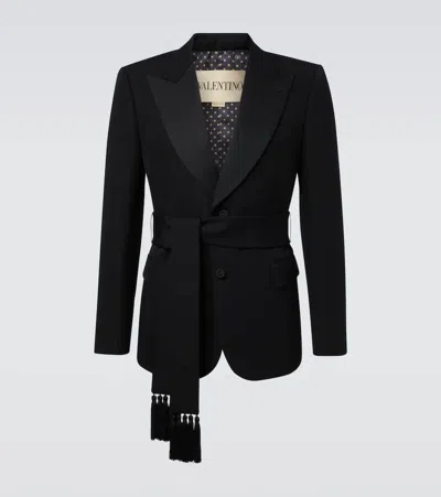 Valentino Belted Virgin Wool Blazer In Multi
