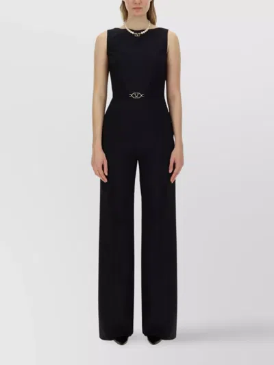 Valentino Belted Waist Jumpsuit Featuring V Detail