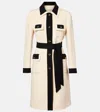 Valentino Belted Collar Coat With Contrasting Profiles And Pockets In Neutral
