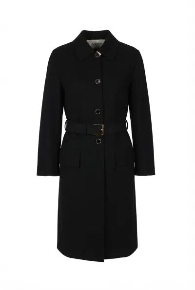 Valentino Vlogo Belted Coat In Black