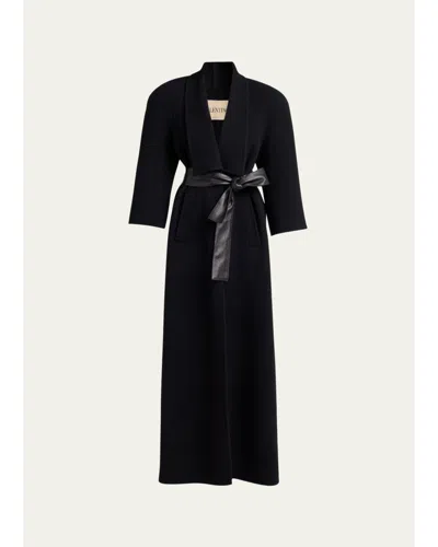 Valentino Belted Wool-cashmere Wrap Coat In Black
