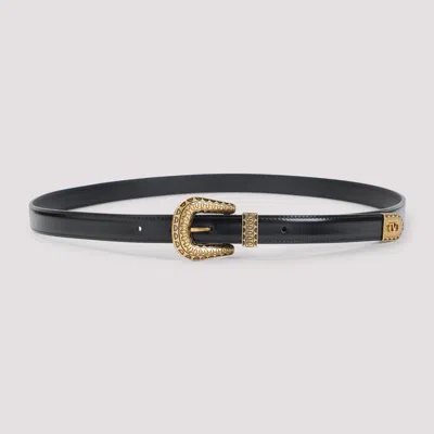 Valentino Garavani Black Vlogo Signature Brushed Calfskin Belt