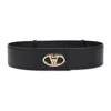 Valentino Logo Buckle Leather Belt With Wide Loop In Black
