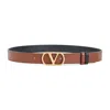 Valentino Leather Belt With Adjustable Length And Reversible In Brown