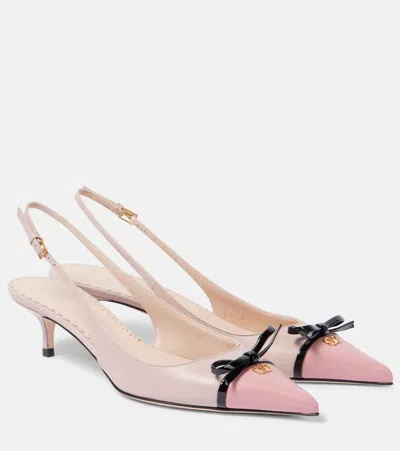 Valentino Garavani Women's Destal Nude Shoe Pink Toe With Black Bow In Candy/rose Water