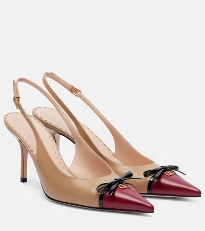 Valentino Garavani Bepointy 80 Leather Slingback Pumps In Sand