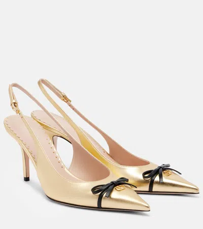 Valentino Garavani Bepointy 80 Leather Slingback Pumps In Gray