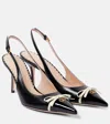 Valentino Garavani Leather Slingback With Patent Leather Toe In Multicolor