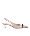 Valentino Garavani Destal Nude Shoe Pink Toe With Black Bow In Nude