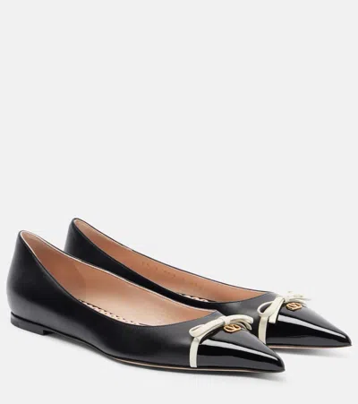 Valentino Garavani Bepointy Leather Ballet Flats In Black