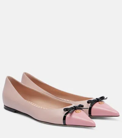 Valentino Garavani Bepointy Leather Ballet Flats In Pink