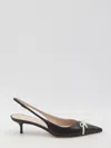 Valentino Garavani Bepointy Slingback Pump In Patent Leather And Kidskin 45mm Woman Black/ivory 38.5