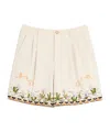 Valentino Bermudashorts Aus Baumwoll-canvas Mit Blumenstickerei Und Jacquardbesatz Mann Shell 46 In Neutral