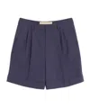 Valentino Bermuda In Gabardina Di Lana Con Risvolto In Blue