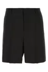 Valentino Garavani Black Bermuda Shorts With Vlogo Print In Toile Iconographe Man