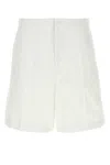 Valentino White Cotton Blend Bermuda Shorts