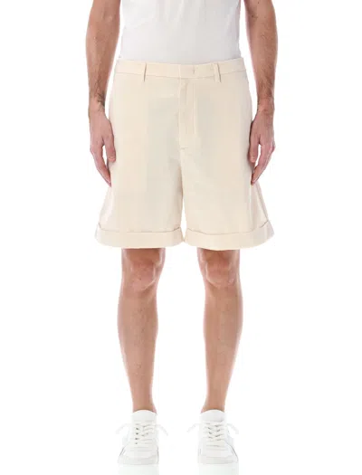 Valentino Ecru Cotton And Linen Bermuda Shorts In Beige