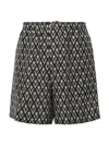 Valentino Bermuda Shorts In Cotton Poplin With All Over Toute La V Print In Navy, Cream