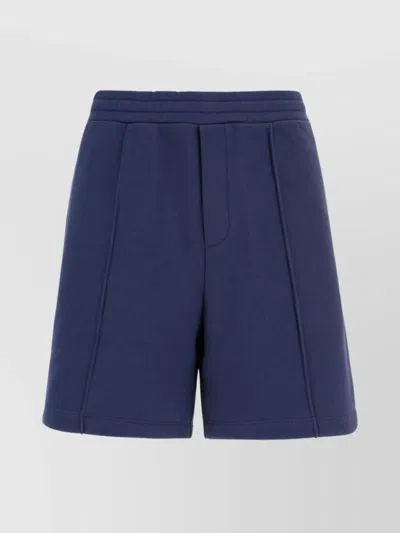 Valentino Bermuda Shorts With Elastic Waistband And Front Pleats In Blue